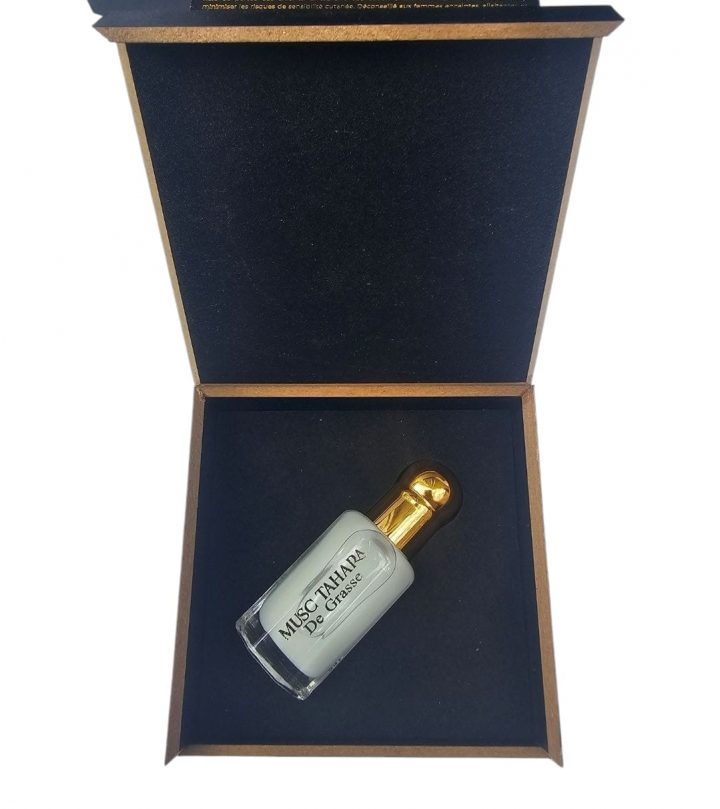 Musc Tahara classique extrait de parfum fiole 12 ml avec écrin en bois et lingette offerte