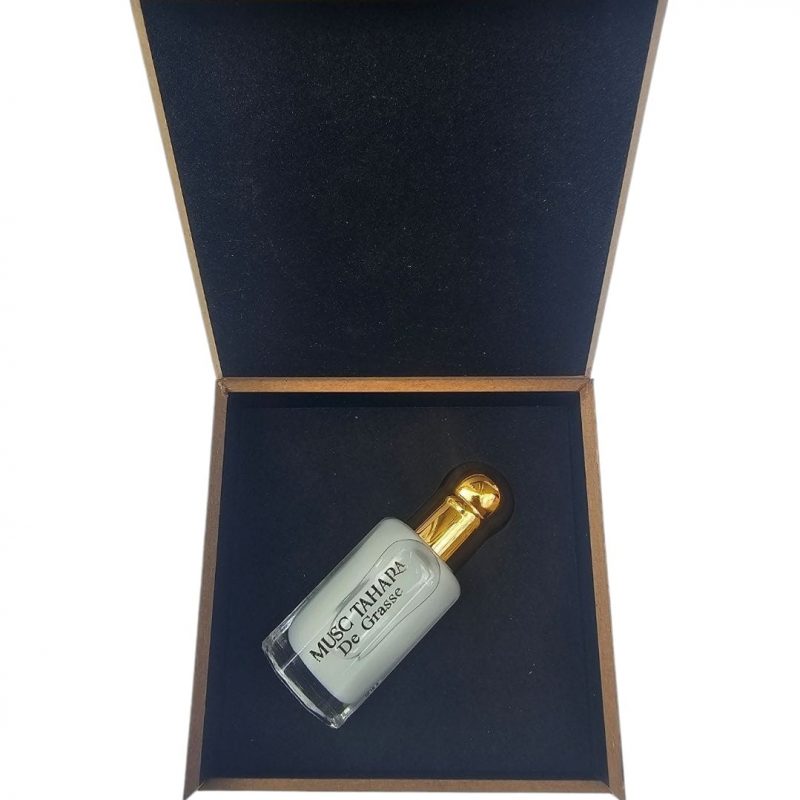 Musc Tahara classique extrait de parfum fiole 12 ml avec écrin en bois et lingette offerte